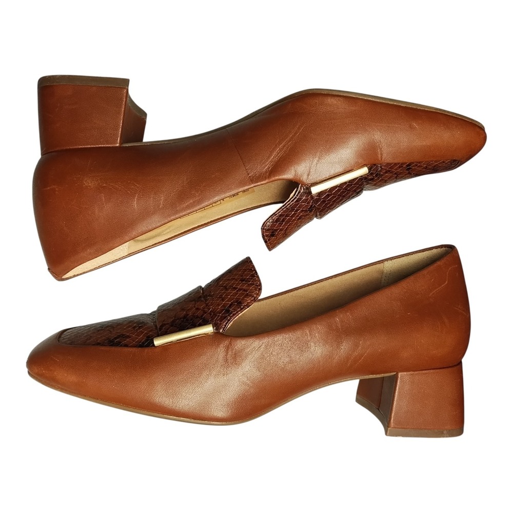Rockport Total Motion Heeled‎ Loafers Womens Size 5 Brown Snake Print Square Toe